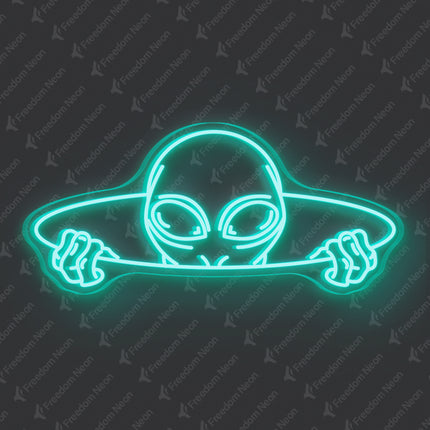 Mint Green Alien Head Neon Sign
