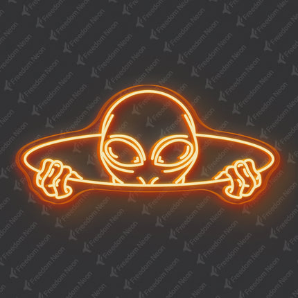 Orange Alien Head Neon Sign