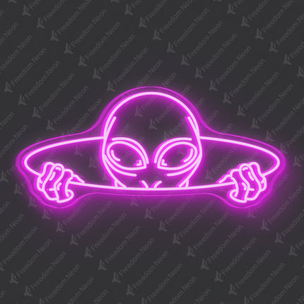 Pink Alien Head Neon Sign