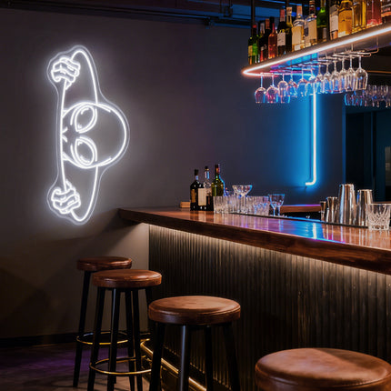 White Alien Head Neon Sign