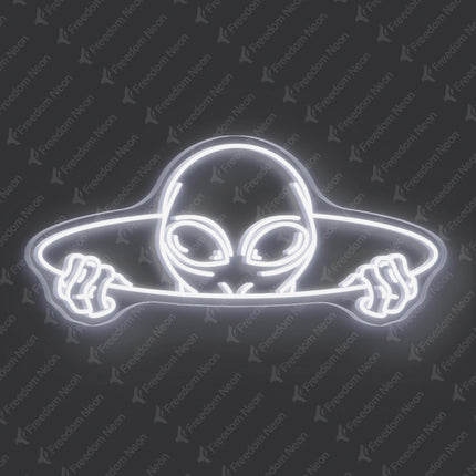 White Alien Head Neon Sign