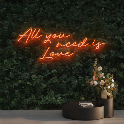 Gold Yellow All You Need Is Love Neon Sign