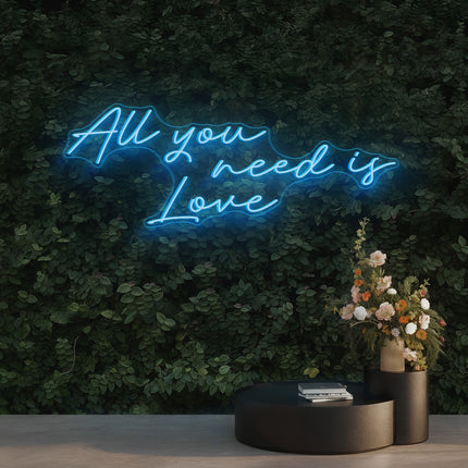 Ice Blue All You Need Is Love Neon Sign
