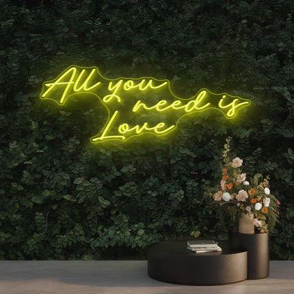 Lemon Yellow All You Need Is Love Neon Sign