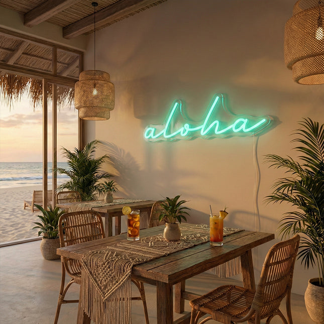 Mint Green Aloha Neon Sign