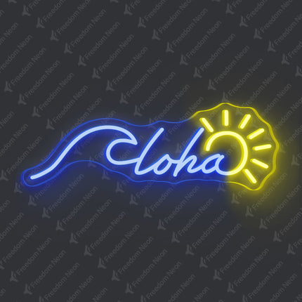 Blue Aloha with Sun Neon Sign