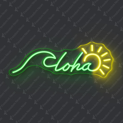 Green Aloha with Sun Neon Sign