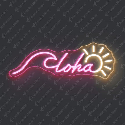 Light Pink Aloha with Sun Neon Sign