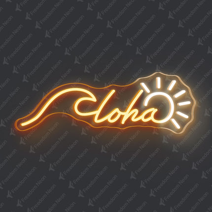 Orange Aloha with Sun Neon Sign