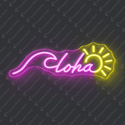 Pink Aloha with Sun Neon Sign