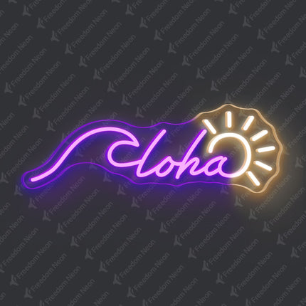 Purple Aloha with Sun Neon Sign