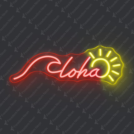 Red Aloha with Sun Neon Sign