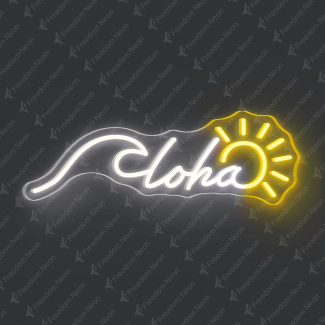 White Aloha with Sun Neon Sign