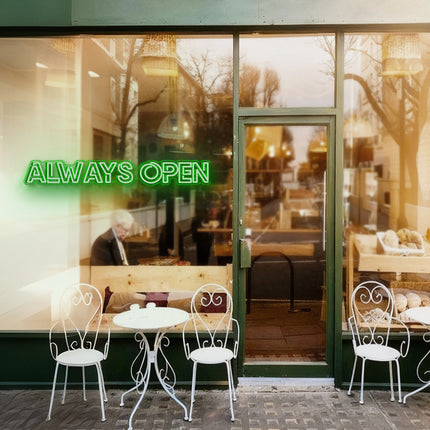 Green Always Open Neon Sign