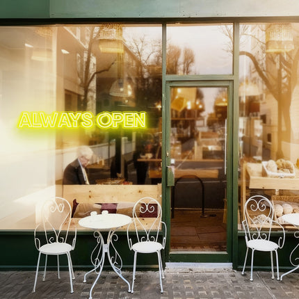 Lemon Yellow Always Open Neon Sign