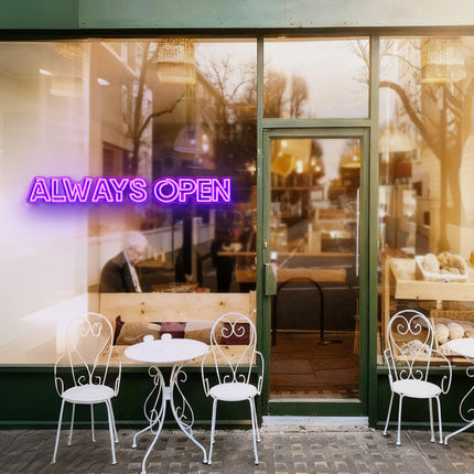 Purple Always Open Neon Sign