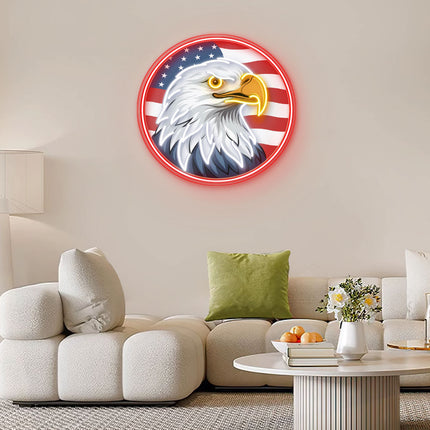 American Flag Bald Eagle Neon Sign