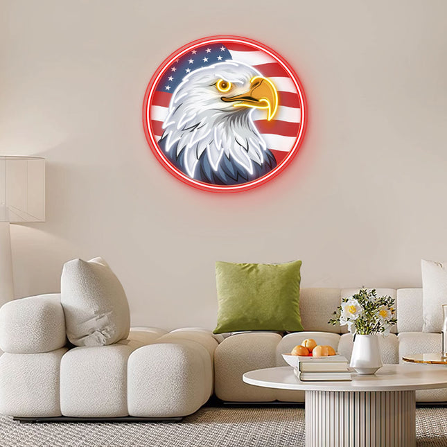 American Flag Bald Eagle Neon Sign