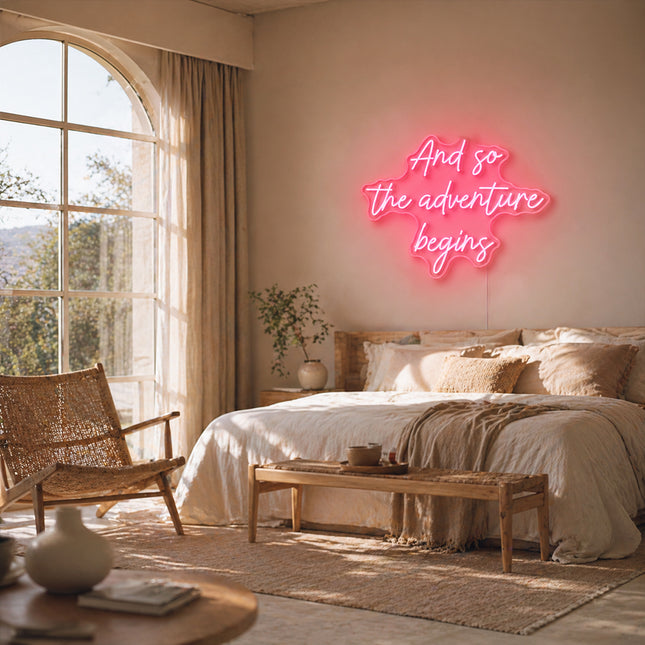 Light Pink And So The Adventure Begins Neon Sign