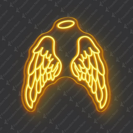 Gold Yellow Angel Wings Neon Sign