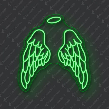 Green Angel Wings Neon Sign