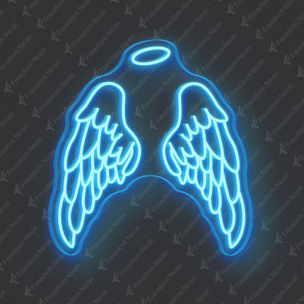 Ice Blue Angel Wings Neon Sign