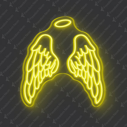 Lemon Yellow Angel Wings Neon Sign