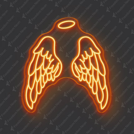 Orange Angel Wings Neon Sign