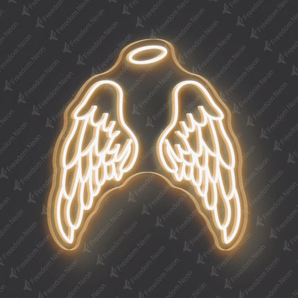 Warm White Angel Wings Neon Sign