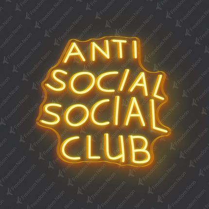 Golden Yellow Anti Social Social Club Neon Sign