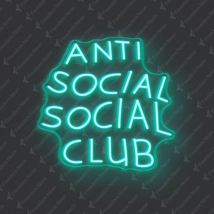 Mint Green Anti Social Social Club Neon Sign