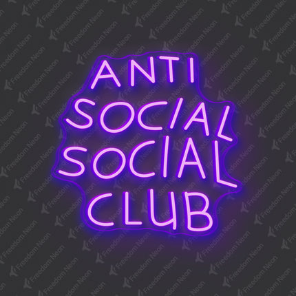 Purple Anti Social Social Club Neon Sign