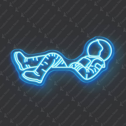Ice Blue Astronaut Neon Sign