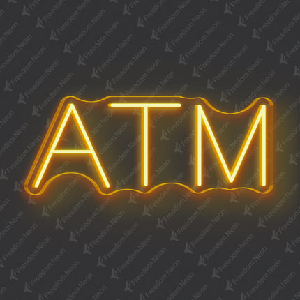 Golden Yellow ATM Neon Sign