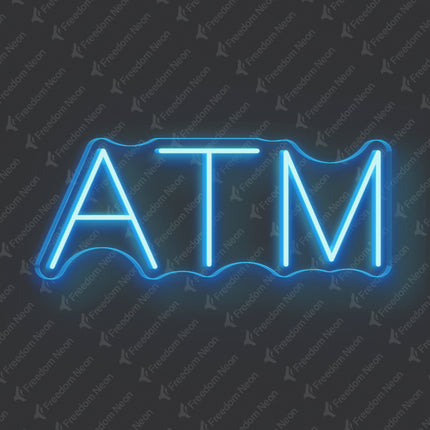 Ice Blue ATM Neon Sign
