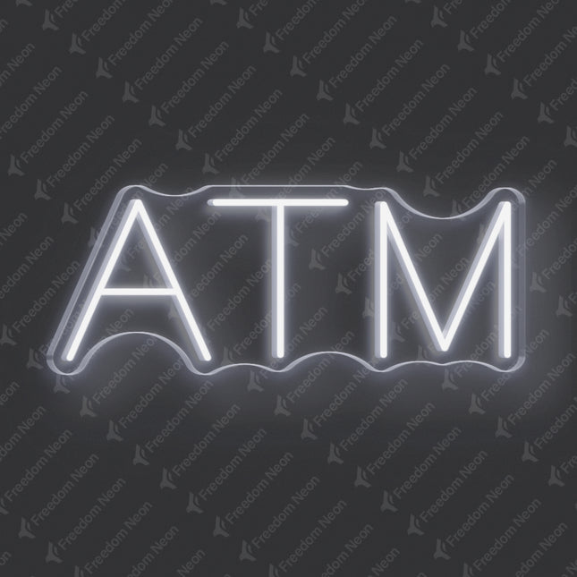 White ATM Neon Sign