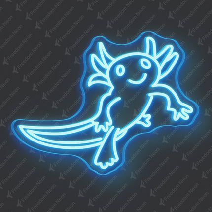 Ice Blue Axolotl Neon Sign