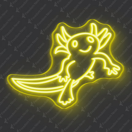 Lemon Yellow Axolotl Neon Sign