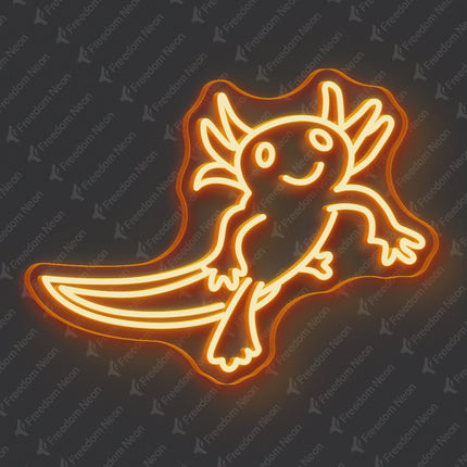 Orange Axolotl Neon Sign