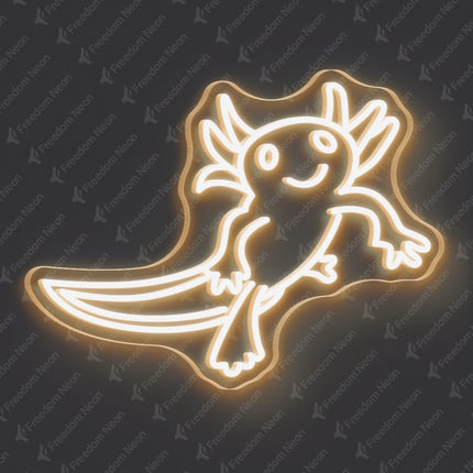 Warm White Axolotl Neon Sign