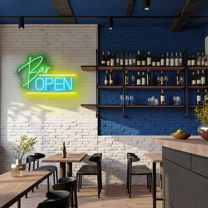 green bar open sign