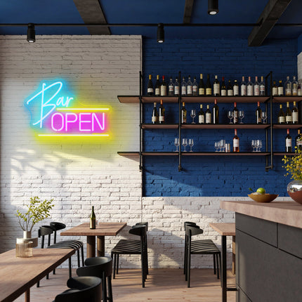 Ice blue bar open sign