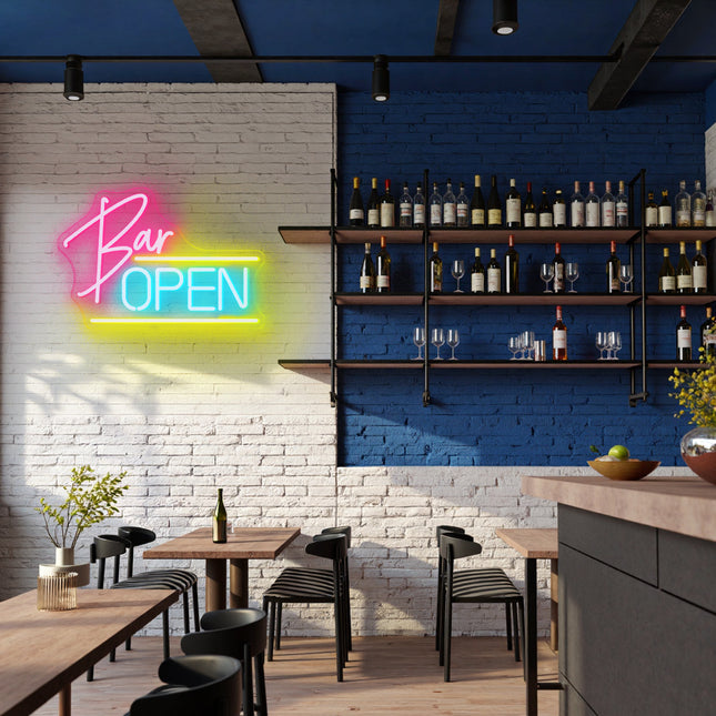 Pink bar open sign