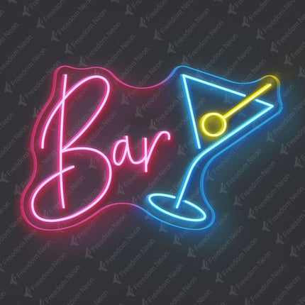 Light Pink Bar with Martini Glass Neon Sign