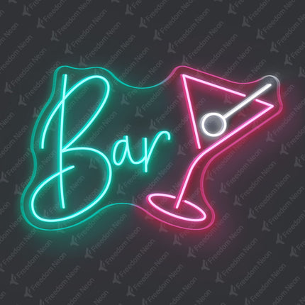 Mint Green Bar with Martini Glass Neon Sign