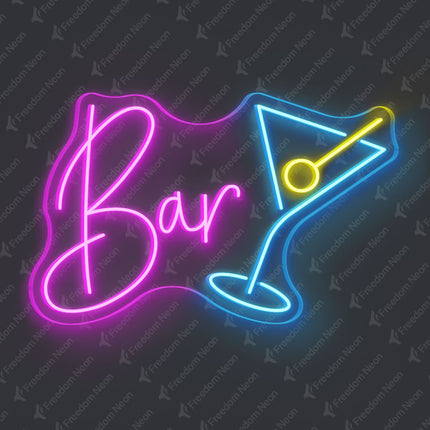 Pink Bar with Martini Glass Neon Sign