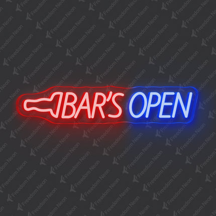 Red Bar's Open Neon Sign
