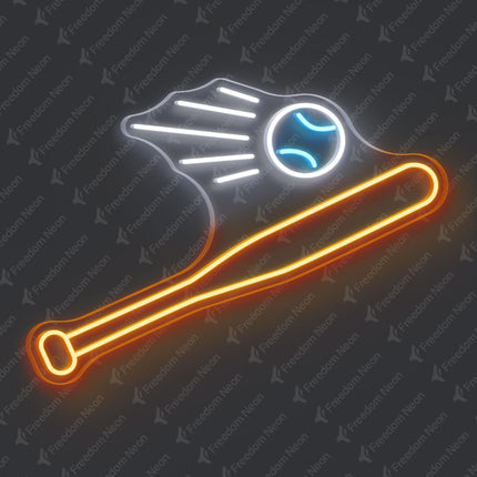 Orange Baseball Neon Sign