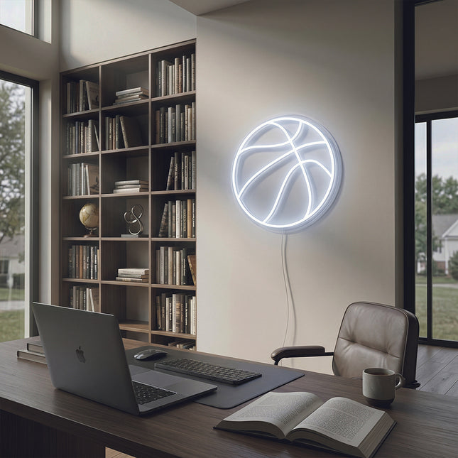 White Basketball Neon Sign
