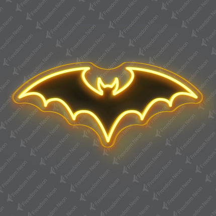 Golden Yellow Bat Neon Sign